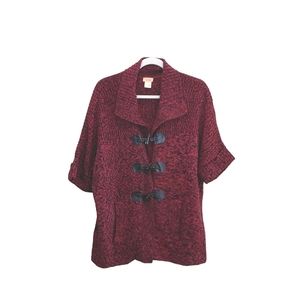 Vintage Northcrest women red black open front knit cardigan top  vest size 1X